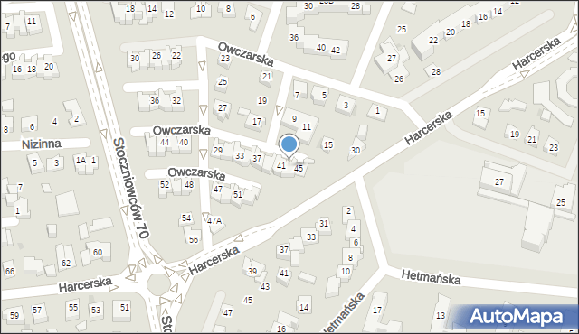 Tychy, Owczarska, 43, mapa Tychów