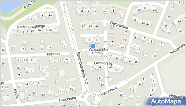 Tychy, Owczarska, 44, mapa Tychów