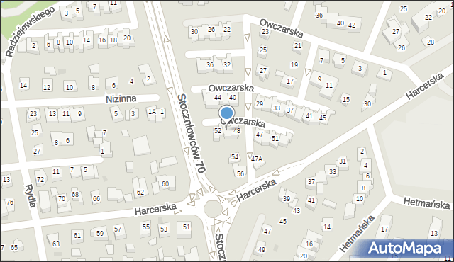 Tychy, Owczarska, 50, mapa Tychów