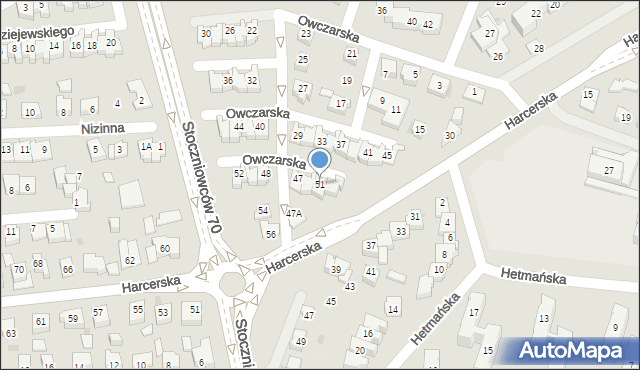 Tychy, Owczarska, 51, mapa Tychów