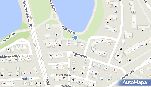Tychy, Owczarska, 8, mapa Tychów