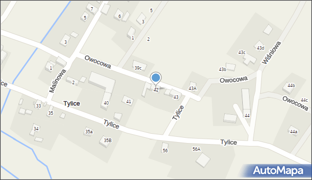 Tylice, Owocowa, 6, mapa Tylice