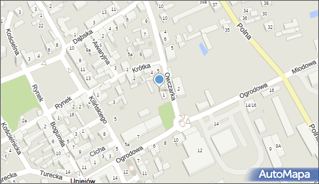 Uniejów, Owczarka Wojciecha, bp., 8, mapa Uniejów