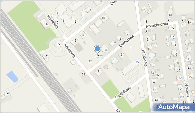 Waganiec, Owocowa, 10, mapa Waganiec