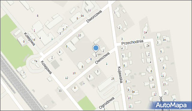 Waganiec, Owocowa, 4, mapa Waganiec