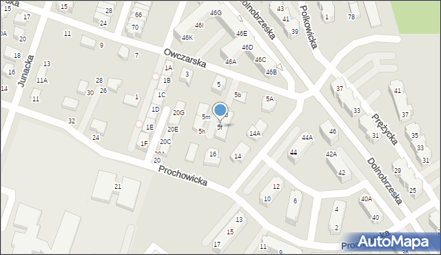 Wrocław, Owczarska, 5f, mapa Wrocławia