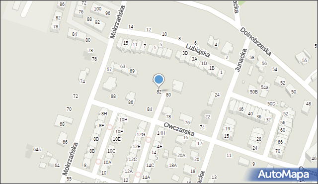 Wrocław, Owczarska, 82, mapa Wrocławia