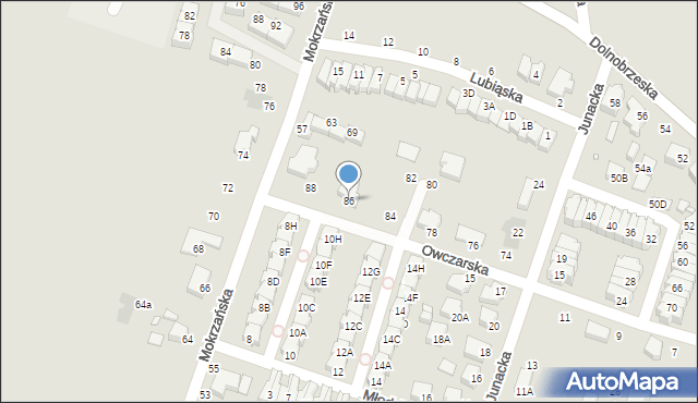 Wrocław, Owczarska, 86, mapa Wrocławia