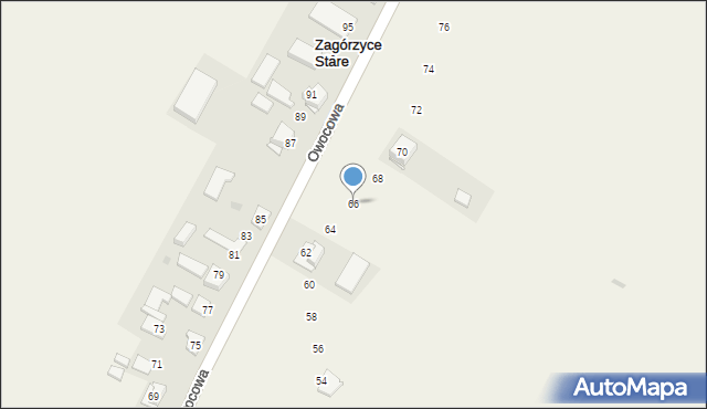 Zagórzyce Stare, Owocowa, 66, mapa Zagórzyce Stare
