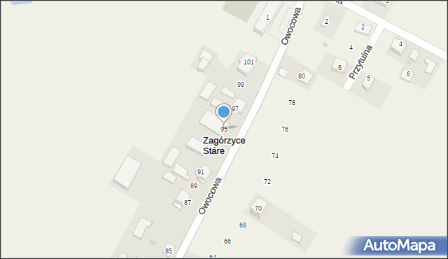 Zagórzyce Stare, Owocowa, 95, mapa Zagórzyce Stare