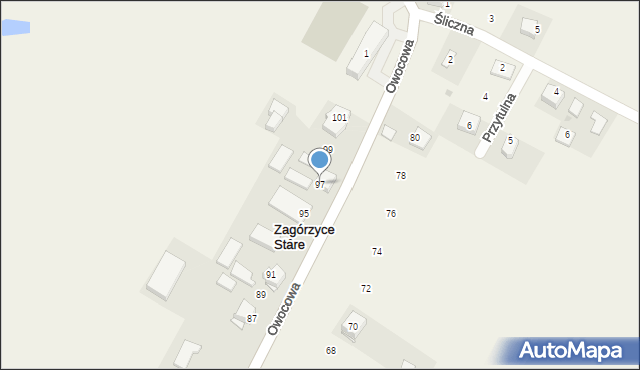Zagórzyce Stare, Owocowa, 97, mapa Zagórzyce Stare