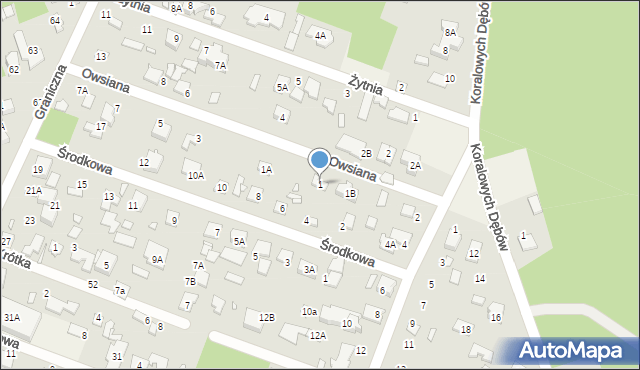 Zalesie Górne, Owsiana, 1, mapa Zalesie Górne