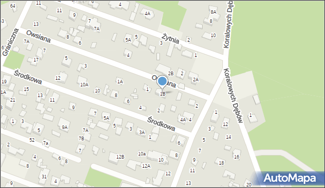 Zalesie Górne, Owsiana, 1B, mapa Zalesie Górne