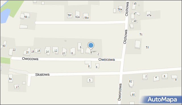 Żernica, Owocowa, 4, mapa Żernica
