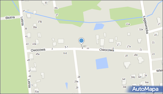 Zgierz, Owocowa, 9-11, mapa Zgierz