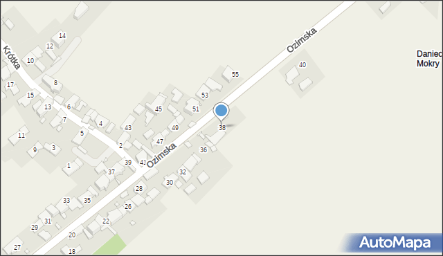Daniec, Ozimska, 38, mapa Daniec