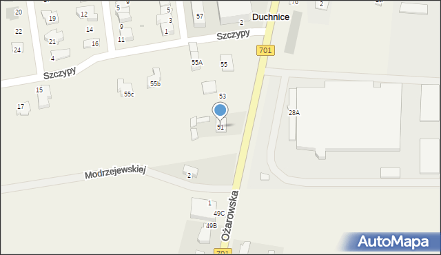 Duchnice, Ożarowska, 51, mapa Duchnice