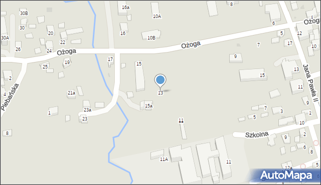 Dynów, Ożoga Józefa, ks., 13, mapa Dynów