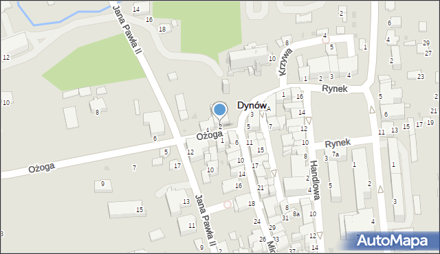 Dynów, Ożoga Józefa, ks., 2, mapa Dynów