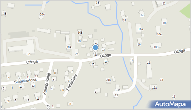 Dynów, Ożoga Józefa, ks., 24, mapa Dynów