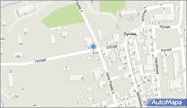 Dynów, Ożoga Józefa, ks., 5, mapa Dynów