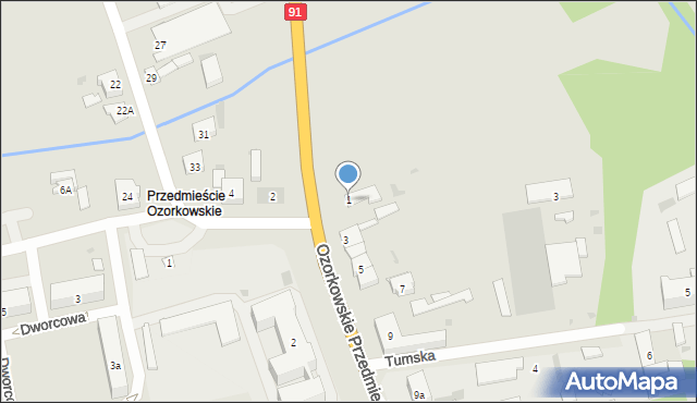 Łęczyca, Ozorkowskie Przedmieście, 1, mapa Łęczyca