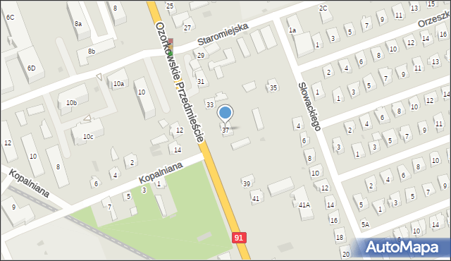 Łęczyca, Ozorkowskie Przedmieście, 37, mapa Łęczyca