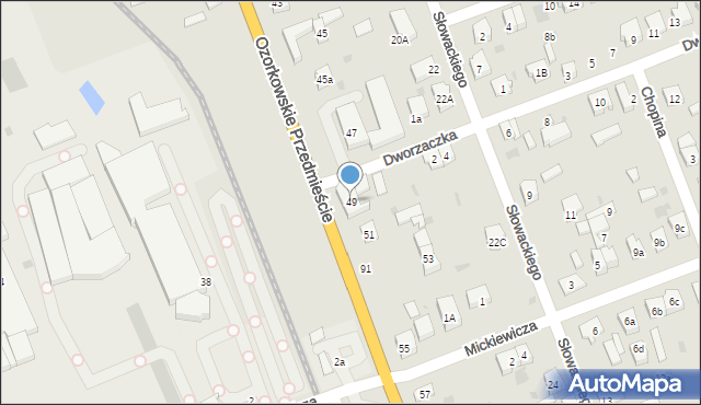 Łęczyca, Ozorkowskie Przedmieście, 49, mapa Łęczyca