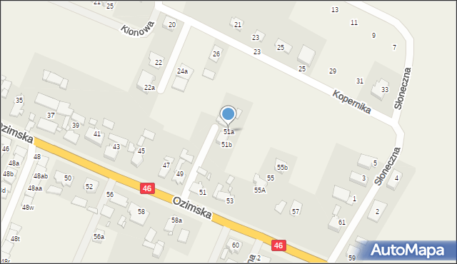 Lędziny, Ozimska, 51a, mapa Lędziny