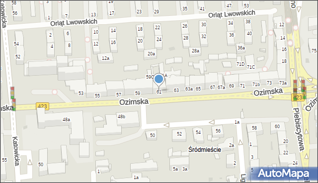 Opole, Ozimska, 61, mapa Opola