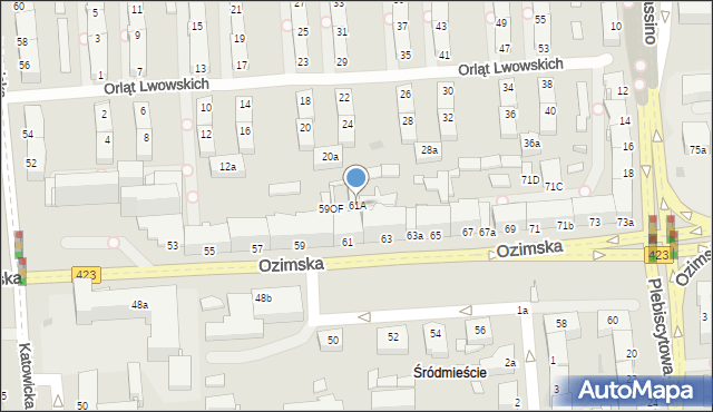 Opole, Ozimska, 61A, mapa Opola