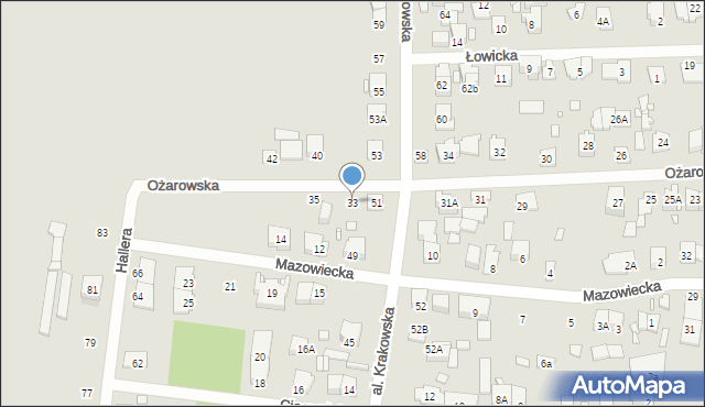 Piastów, Ożarowska, 33, mapa Piastów