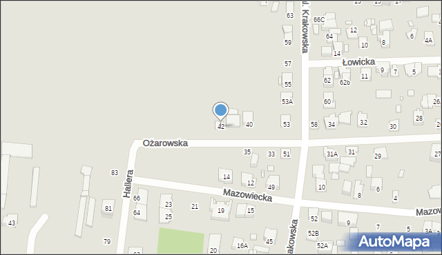 Piastów, Ożarowska, 42, mapa Piastów