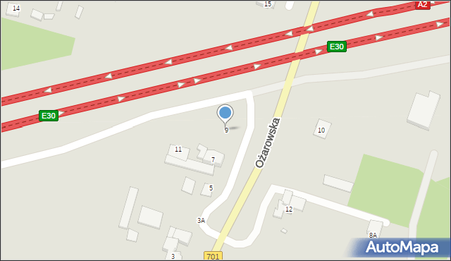 Pruszków, Ożarowska, 9, mapa Pruszków