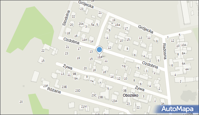 Radom, Ozdobna, 11A, mapa Radomia
