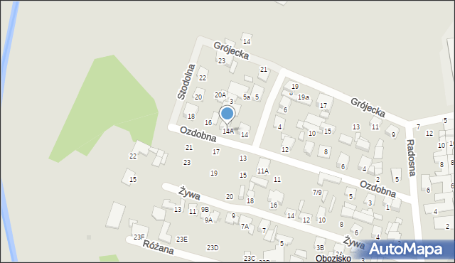 Radom, Ozdobna, 14A, mapa Radomia
