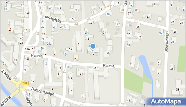 Andrychów, Pachla Ferdynanda, 9, mapa Andrychów