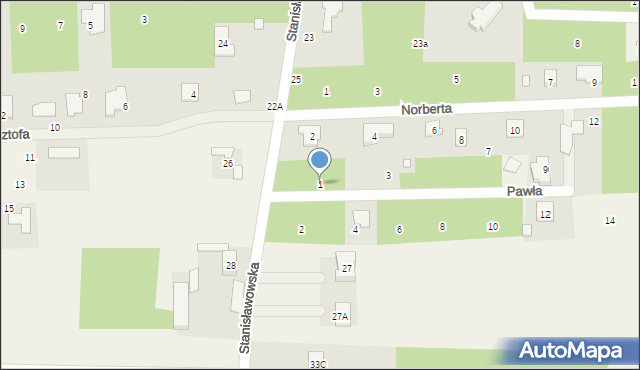 Bądzyń, Pawła, 1, mapa Bądzyń