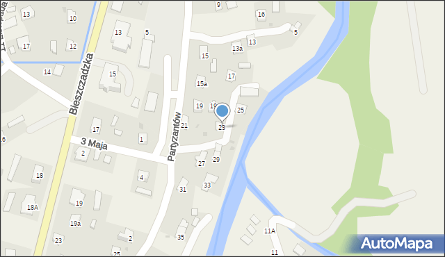 Baligród, Partyzantów, 23, mapa Baligród