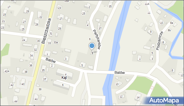 Baligród, Partyzantów, 8, mapa Baligród