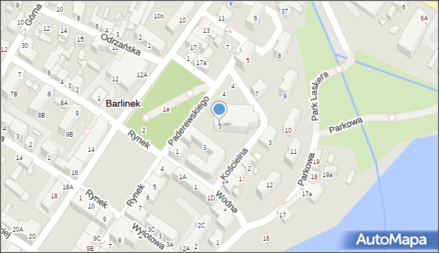 Barlinek, Paderewskiego Ignacego Jana, 3, mapa Barlinek