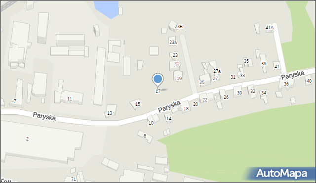 Będzin, Paryska, 17, mapa Będzin