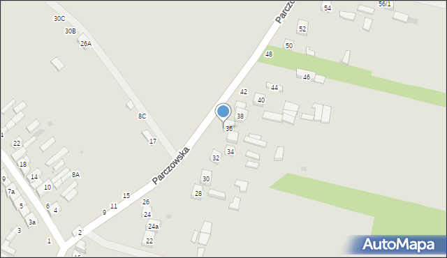 Białaczów, Parczowska, 36a, mapa Białaczów