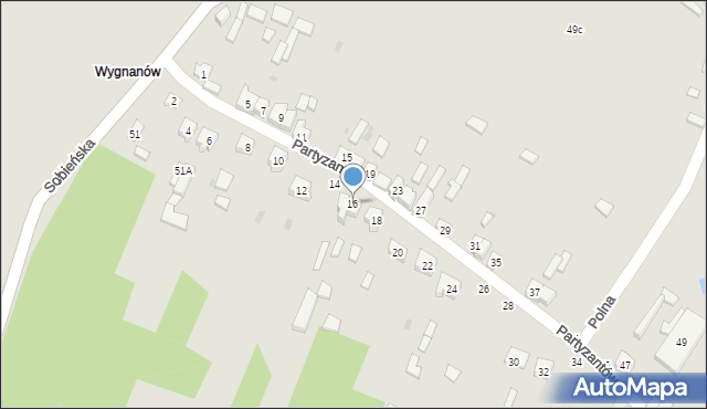 Białaczów, Partyzantów, 16, mapa Białaczów