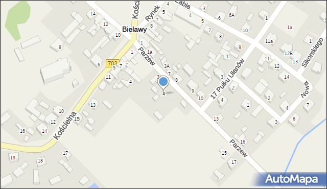 Bielawy, Parzew, 4, mapa Bielawy