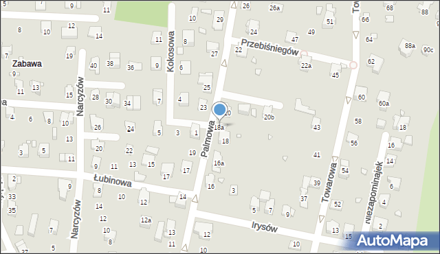 Bielsko-Biała, Palmowa, 18a, mapa Bielsko-Białej