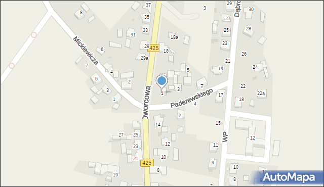 Bierawa, Paderewskiego Ignacego Jana, 1, mapa Bierawa