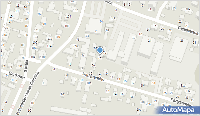 Biłgoraj, Partyzantów, 7a, mapa Biłgoraj