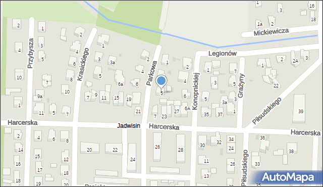 Błonie, Parkowa, 5, mapa Błonie