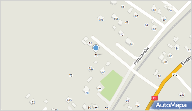 Boguchwała, Partyzantów, 73, mapa Boguchwała